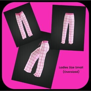 Womens Pink Buffalo Plaid Oversized & Comfy Sleepwear Pajama Pants Size Small